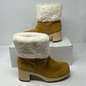 MIA Clogs Shearling Suede Wooden Heel Boots Tan Women’s 8 STORE MODEL